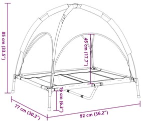 Cama para cães com toldo tecido oxford e aço antracite