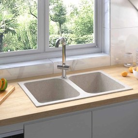 vidaXL Pia de Cozinha Bege 760x480x184 mm Granito