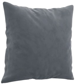 Sofá 2 lug. c/ almofadas decorativas 140 cm veludo cinza-escuro