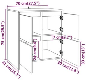 Aparador Vouga de 210 cm - Cinzento - Design Moderno