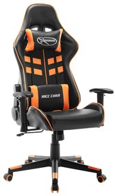 Cadeira de gaming couro artificial preto e laranja