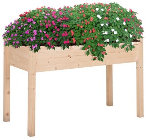 Horta Elevada de Madeira 122,5x56,5x76cm Mesa de Cultivo com Tecido não Tecido e 4 Orifícios de Drenagem para Cultivo de Plantas e Flores Madeira