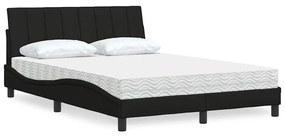 vidaXL Cama com colchão 120x200 cm tecido preto