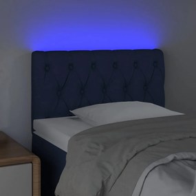 Cabeceira de cama c/ luzes LED tecido 80x7x78/88 cm azul