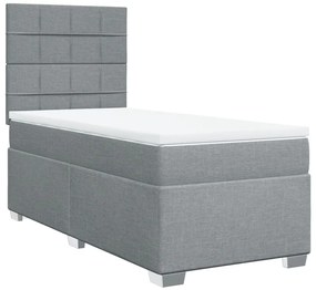 Cama com molas/colchão 100x200 cm tecido cinzento-claro