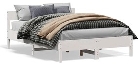Estrutura de cama com cabeceira 160x200 cm pinho maciço branco