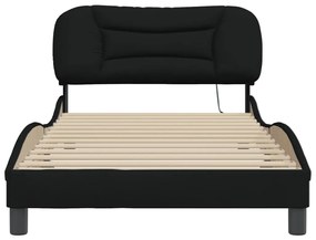 Estrutura de cama com LED sem colchão 100x200 cm tecido preto