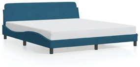 Estrutura de cama c/ cabeceira 180x200 cm veludo azul