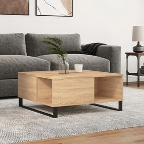 vidaXL Mesa de centro 80x80x36,5 cm derivados madeira carvalho sonoma
