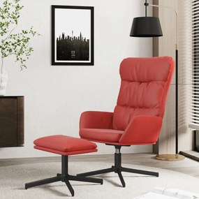 vidaXL Cadeira de descanso + apoio pés couro artificial vermelho tinto