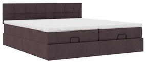 Estrutura de cama otomana com colchões tecido castanho escuro