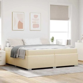 vidaXL Estrutura da Cama com colchão Creme 200 x 200 cm tecido