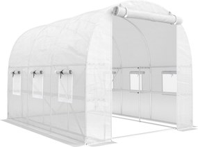 Outsunny Estufa aprox. 2,7 x 2 x 2 m com prateleiras, porta enrolável com fecho, 6 janelas de malha, hastes de suporte | Aosom Portugal