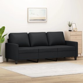 vidaXL Sofá de 3 lugares 180 cm couro artificial preto
