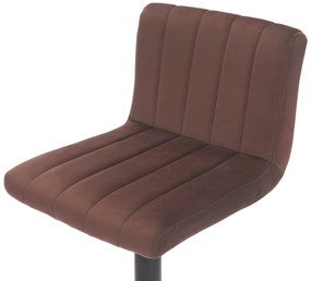 Conjunto de 2 bancos de bar Jamie com revestimento em veludo 87-107 x 41 x 49 cm Castanho