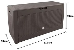 Caixa exterior para almofadas 310L 119 x 48 x 60 cm Castanho