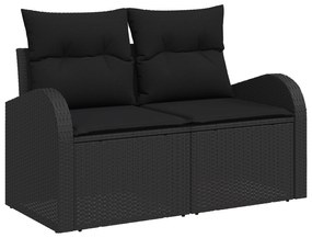 Conjunto de Sofás de Jardim de 6 Peças com Almofadas Preto Rattan Sint