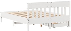 Cama sem colchão 160x200 cm madeira de pinho maciça branco