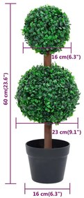 Planta artificial buxo em forma de esfera com vaso 60 cm verde