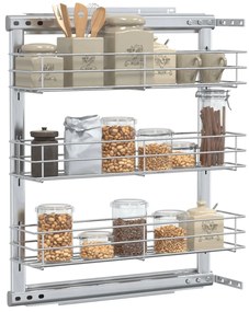 Unidade cestos p/ cozinha 3 pcs 47x15,5x55,5 cm arame prateado