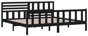 Estrutura de cama 200x200 cm madeira maciça preto