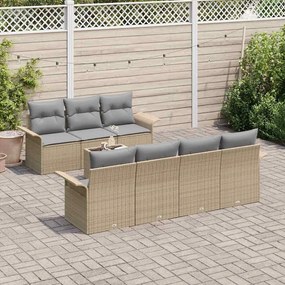 Conjunto de Sofá de Jardim 8 Peças com Almofadas Bege em Rattan Sintét