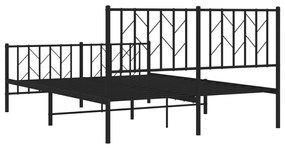 Estrutura de cama com cabeceira e pés 140x190 cm metal preto