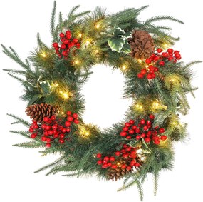 Grinalda de Natal Luminosa, 60 x 60 x 8 cm, 35 LED com Temporizador, Verde
