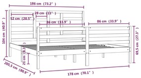 Estrutura de cama super king pinho maciço 180x200 cm branco