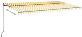 Toldo autom. LED e sensor de vento 600x350 cm amarelo/branco