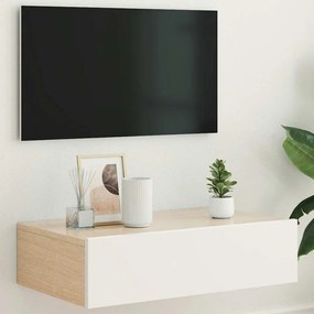 Móvel de TV com luzes LED 60x35x15,5 cm branco