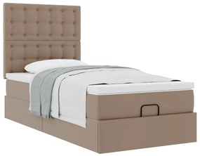 Cama otomana com colchão 90x200 cm couro artificial cappucino