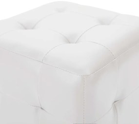 Pufe 2 pcs 30x30x30 cm couro artificial branco