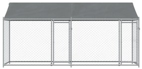 Jaula para cão com telhado/portas 4x2x2 m aço galvanizado cinza