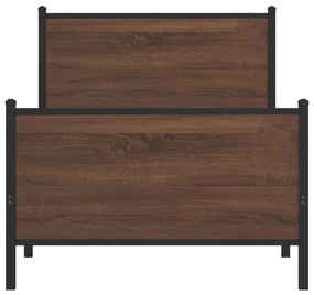 Estrutura de cama sem colchão 75x190 cm metal carvalho castanho