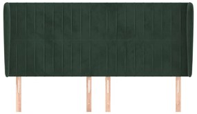 Cabeceira cama c/ abas veludo 203x23x118/128 cm verde-escuro
