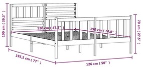 Estrutura cama pequena casal 120x190 cm pinho maciço branco