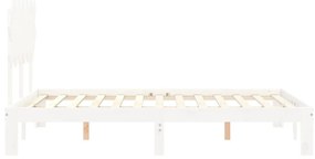 Cama sem colchão 120x200 cm madeira de pinho maciça branco