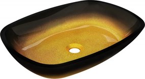 Mexen Araks lavatório de vidro de bancada 54 x 39 cm, dourado escuro - 24155451