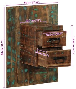 Mesa de cabeceira multicor 60x32x80cm madeira maciça recuperada