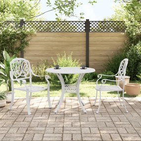 vidaXL 3 pcs conjunto de bistrô alumínio fundido branco