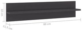 Estantes de parede 2pcs derivados de madeira cinza brilhante