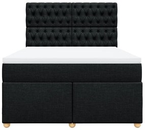 Cama com molas/colchão 140x200 cm tecido preto