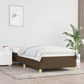 Estrutura de cama sem colchão 90x200 cm tecido castanho-escuro