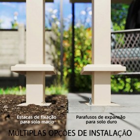 Pérgola de Parede para Jardim 3x3 m com Teto Retrátil Proteção UPF30+ e Drenagem Pérgola para Exterior Bege