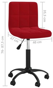 Cadeira de jantar giratória veludo vermelho tinto