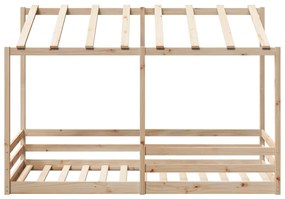 Cama infantil com telhado 80x200 cm pinho maciço branco