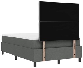 Cama Box Spring com Colchão e Banco Cinza Escuro 120x190 cm Tecido