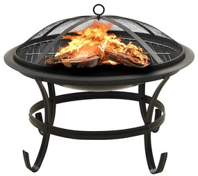 vidaXL Braseira e barbecue 2-em-1 com atiçador 56x56x49 cm aço