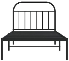 Estrutura de cama com cabeceira 100x190 cm metal preto